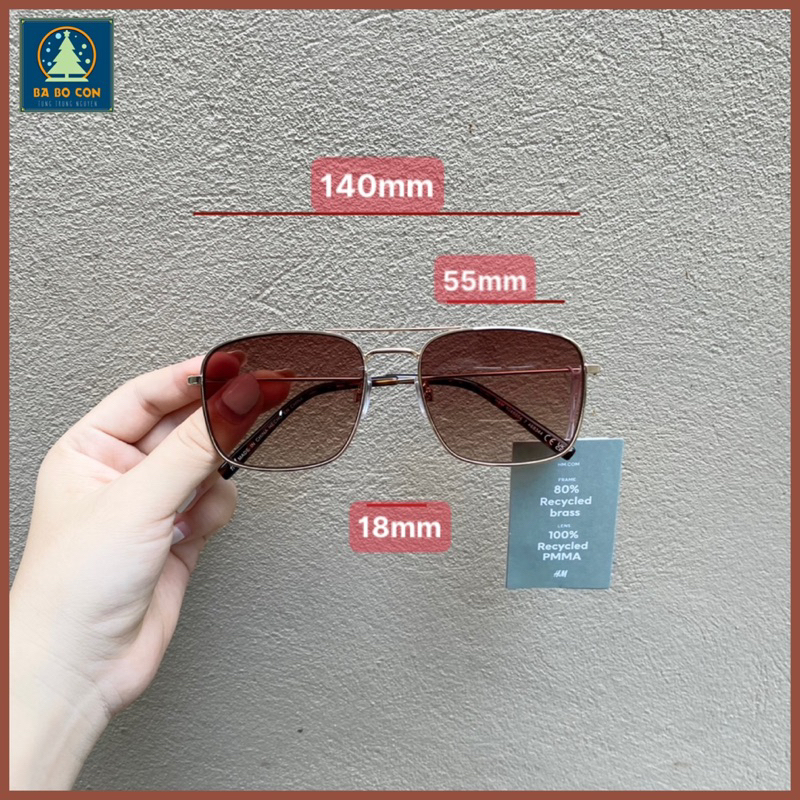 Kính râm HM gọng vuông, chống UV đeo cực đẹp, đầy đủ tem tag