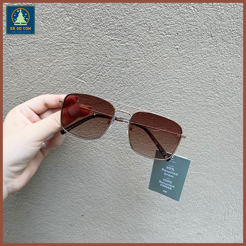 Kính râm HM gọng vuông, chống UV đeo cực đẹp, đầy đủ tem tag