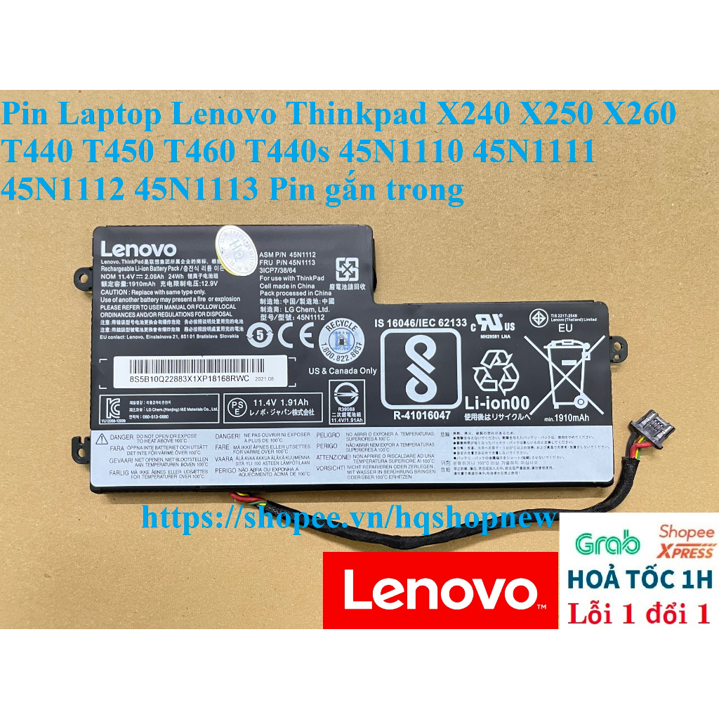 ⚡ Pin Laptop Lenovo Thinkpad X240 X250 X260 T440 T450 T460 T440s 45N1110 45N1111 45N1112 45N1113 Pin gắn trong