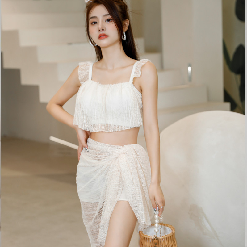 Bikini 2 Mảnh 3 Chi Tiết Đồ Bơi Sang Chảnh Có Khăn Choàng Quấn Che Mông Nâng Ngực Áo tắm Set Đi Biển