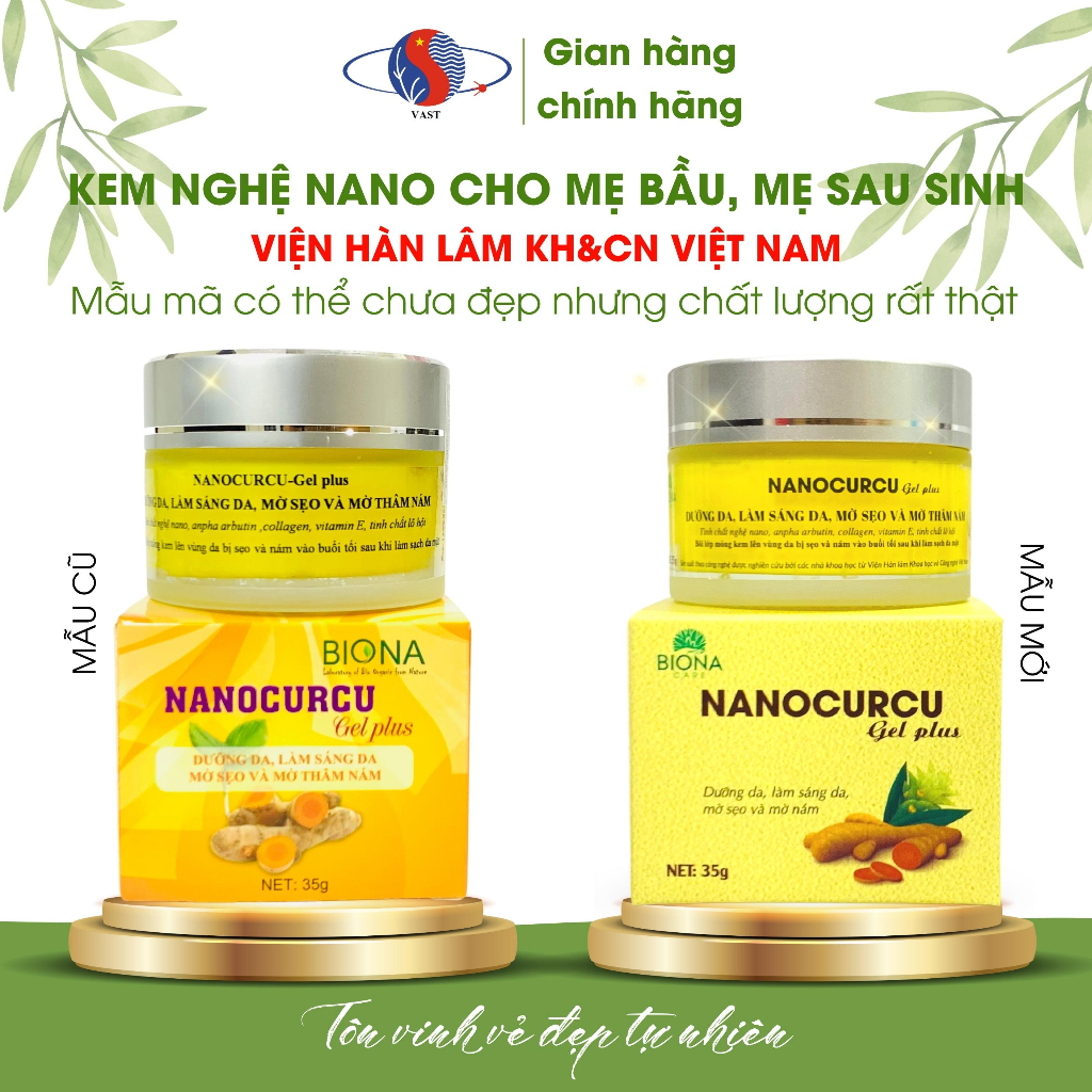 Kem nghệ nano Biona dưỡng trắng da mặt mờ sẹo giảm thâm mụn nám, an toàn cho mẹ bầu và mẹ sau sinh, dùng ban đêm, 35g