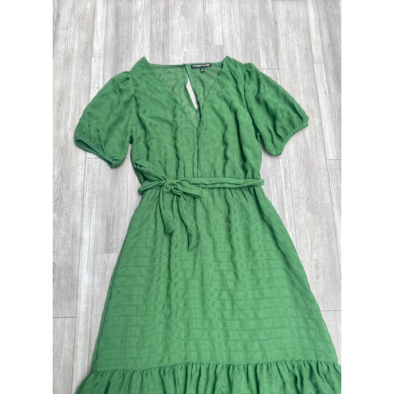 Đầm cổ V chất voan tơ vnxk Al-Indigo dáng midi