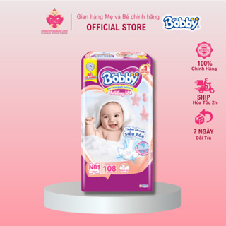Miếng lót bobby newborn 1 - 108 miếng - tặng thêm 6 miếng tã quần thế hệ mới