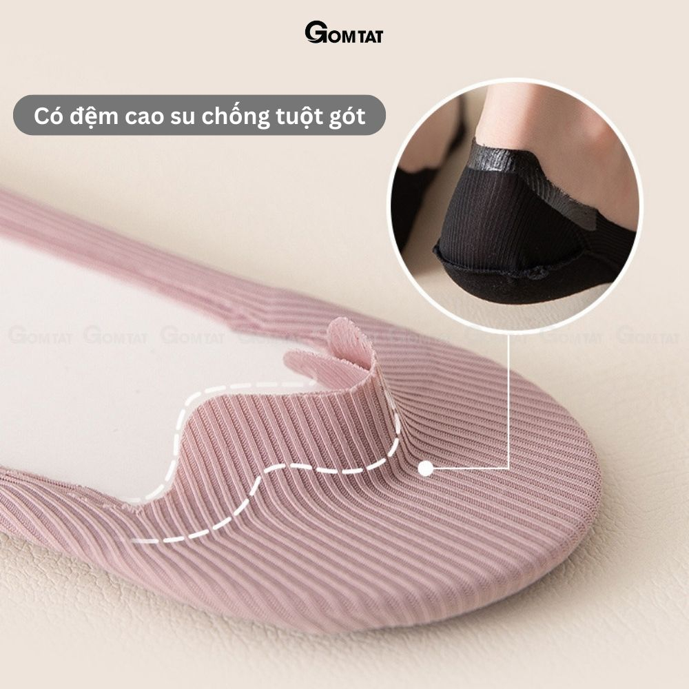 Tất vớ lười nữ GOMTAT chất liệu cotton trơn sọc gân, có đệm cao su chống tuột gót - BUB-KOL-1302-1DOI