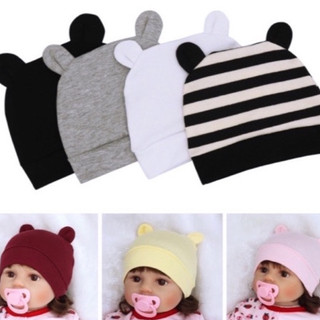 Mũ Sơ Sinh Tai Gấu Đáng Yêu Cotton Mềm Mại Cho Bé Trai Bé Gái Từ 0 Đến 3 Tháng 😘