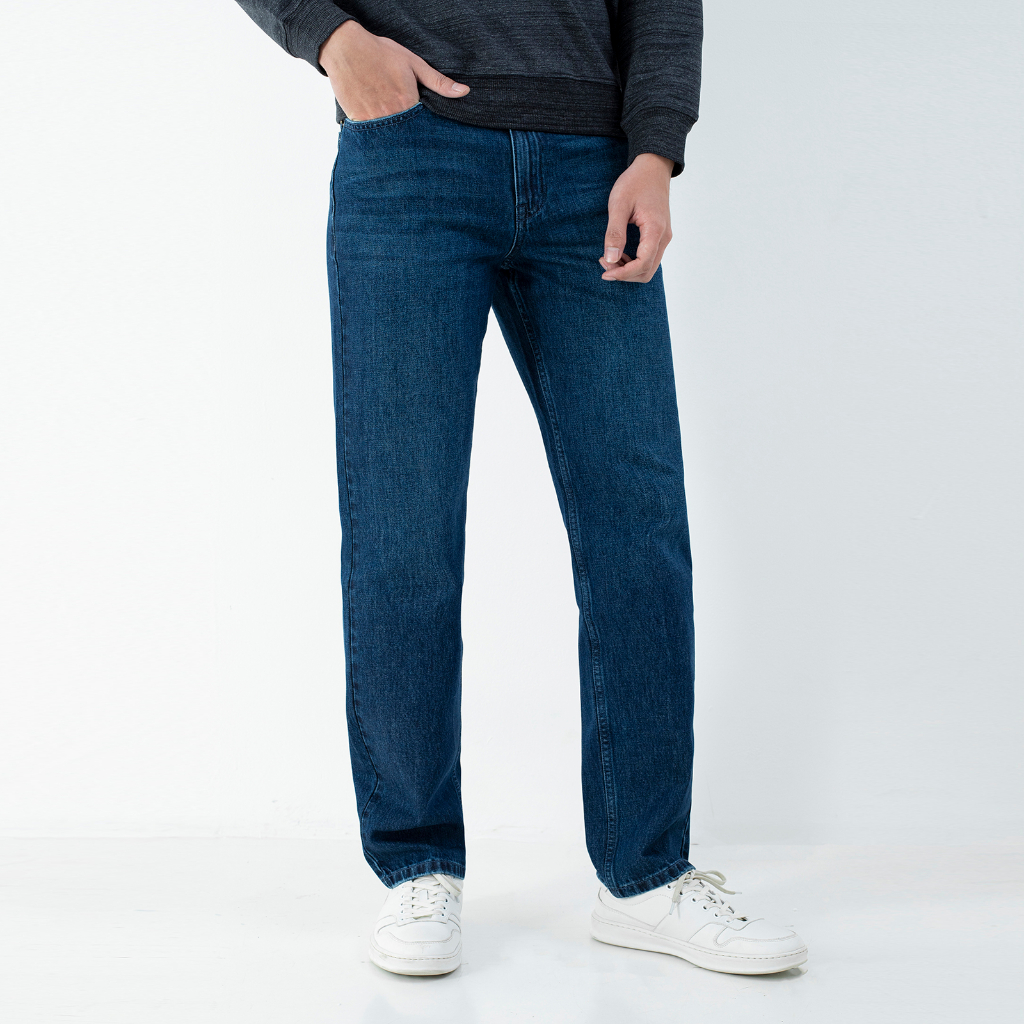 Quần jeans, quần bò  nam Aristino  100% cotton thấm hút  tốt dáng suông nhẹ AJN01601