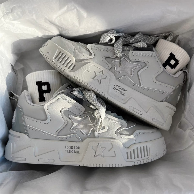 GIÀY ĐÔI SNEAKER S77 ĐẾ CAO 4CM HỌA TIẾT NGÔI SAO CÁC CẶP ĐÔI