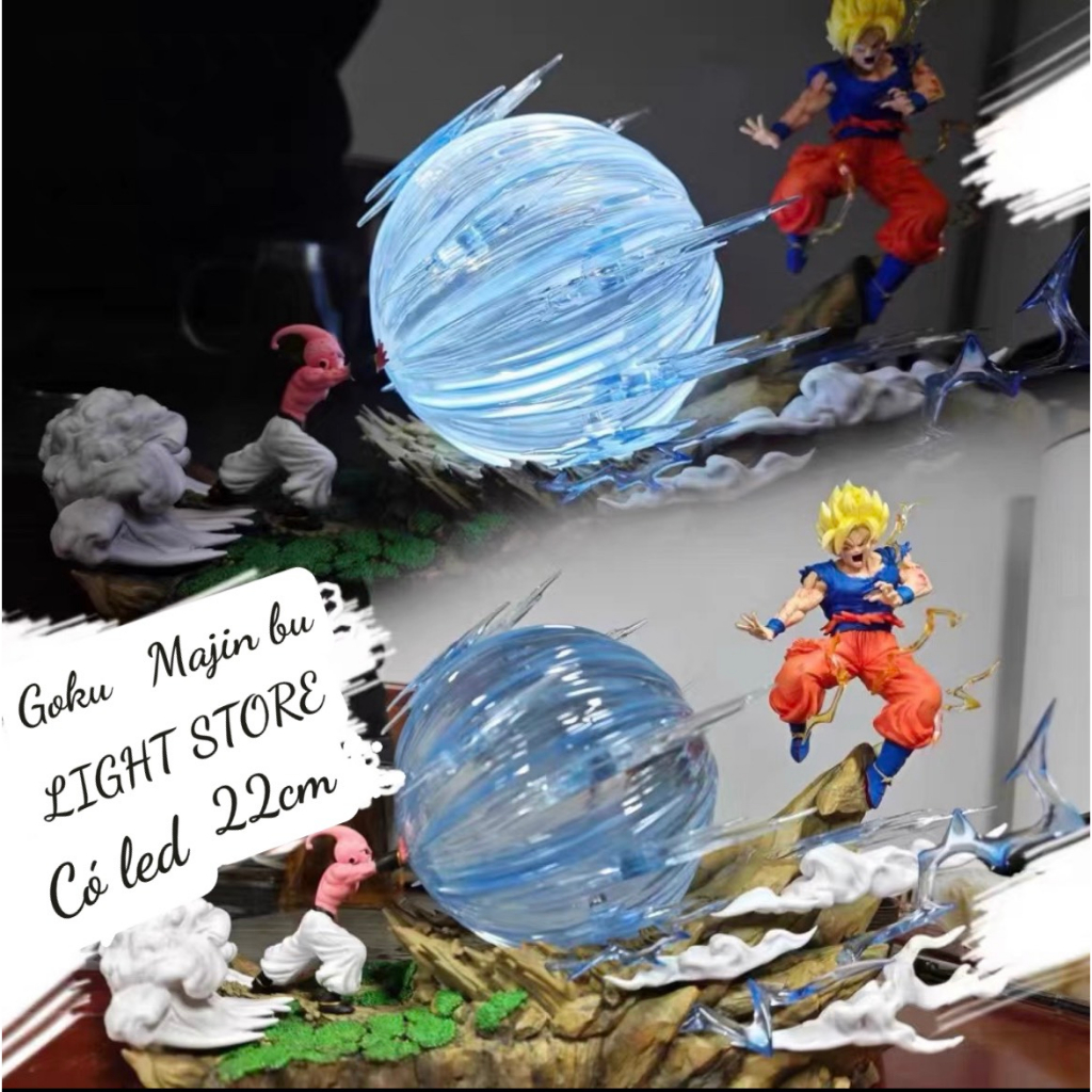 MÔ HÌNH TIỂU CẢNH SON GOKU VS MAJIN BƯ TRONG ANIME DRAGON BALL VỚI NHIỀU HIỆU ỨNG CỰC ĐẸP, SƯU TẦM TRANG TDECOR