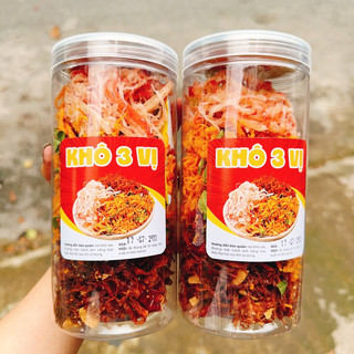 Khô 3 vị: khô gà + khô heo + mực sợi hấp dừa hộp 300gr