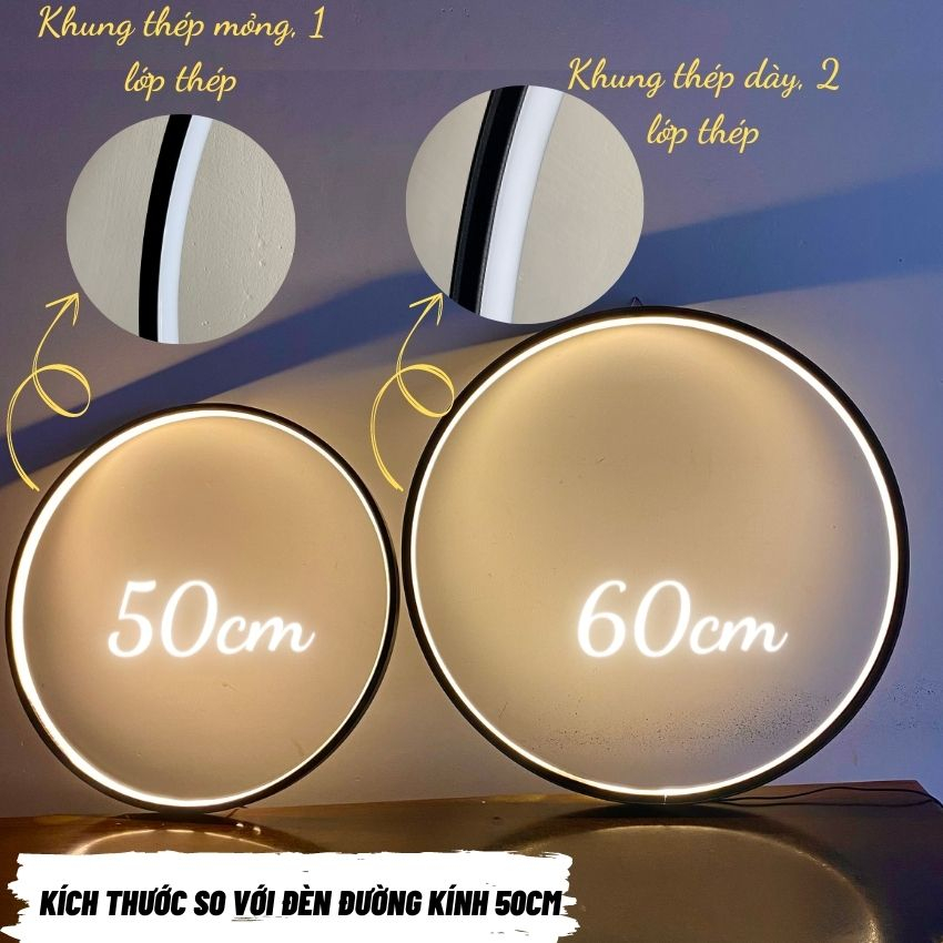 Vòng tròn đèn led SIZE 60cm trang trí tiểu cảnh, Vòng hào quang tôn dáng tượng, lũa, cây cảnh decor trang trí