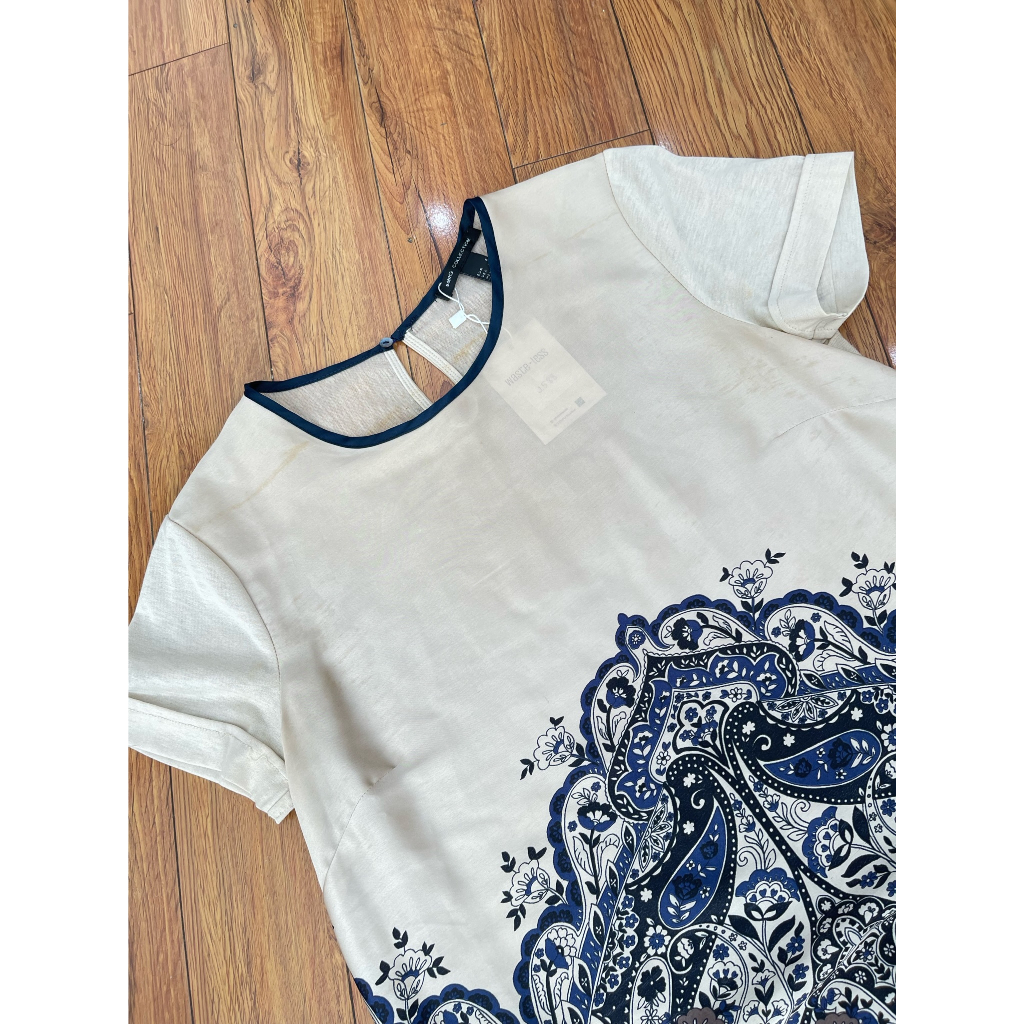 A2588 Áo MNG Hàng hiệu chính hãng thời trang nữ màu xanh nâu size S Secondhand thanh lý ký gửi