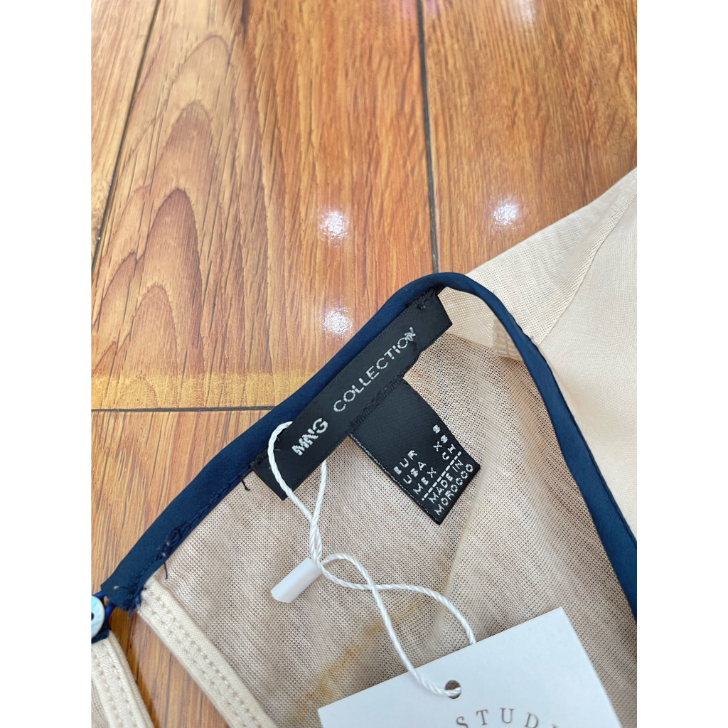 A2588 Áo MNG Hàng hiệu chính hãng thời trang nữ màu xanh nâu size S Secondhand thanh lý ký gửi