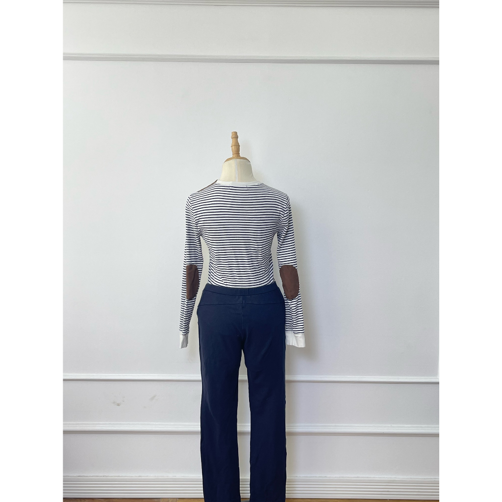 A2590 Áo kẻ RALPH LAUREN Hàng hiệu chính hãng thời trang nữ màu xanh trắng size S Secondhand thanh lý ký gửi