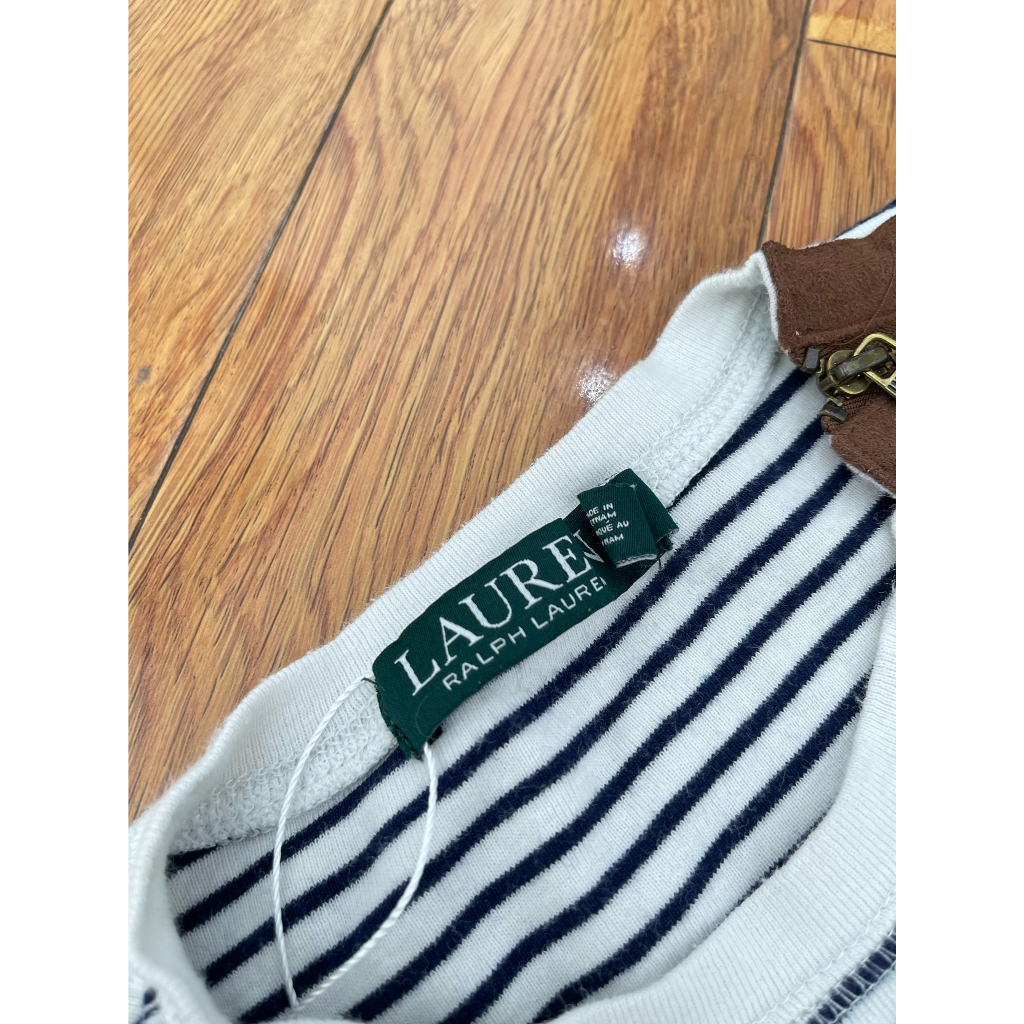 A2590 Áo kẻ RALPH LAUREN Hàng hiệu chính hãng thời trang nữ màu xanh trắng size S Secondhand thanh lý ký gửi