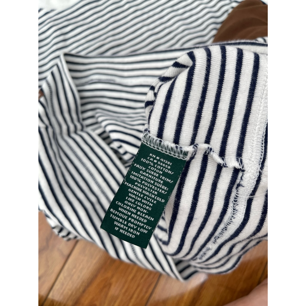 A2590 Áo kẻ RALPH LAUREN Hàng hiệu chính hãng thời trang nữ màu xanh trắng size S Secondhand thanh lý ký gửi