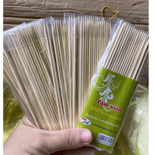 10 gói tăm tre xiên thịt, xúc xích, chả cá viên loại 15cm