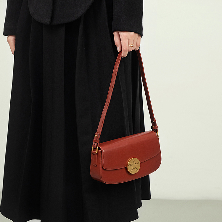 Túi da thật baguette khoá tròn - CARA