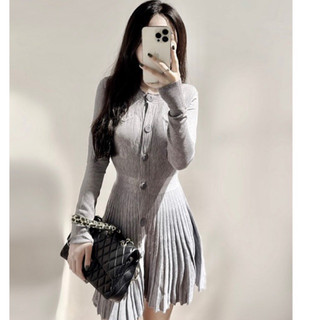 Đầm len tăm dài tay bo eo hàng loại 1