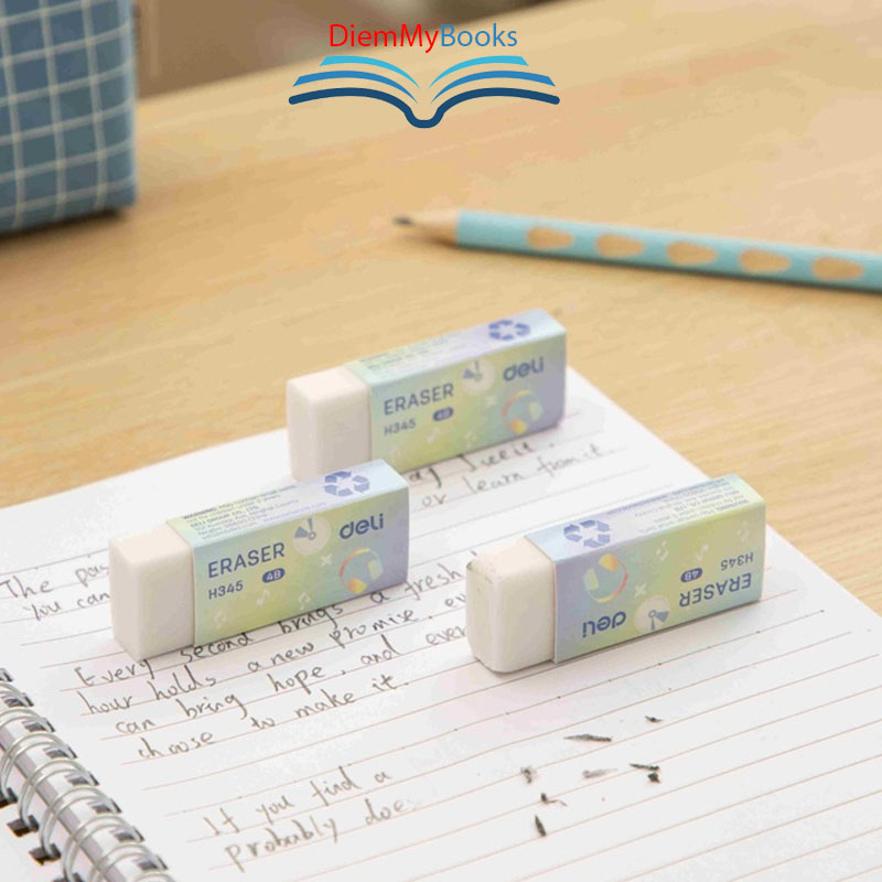 Gôm tẩy bút chì 2B Deli - Không bụi- Ít Vụn- Thân trắng - CH345 - 1 Chiếc