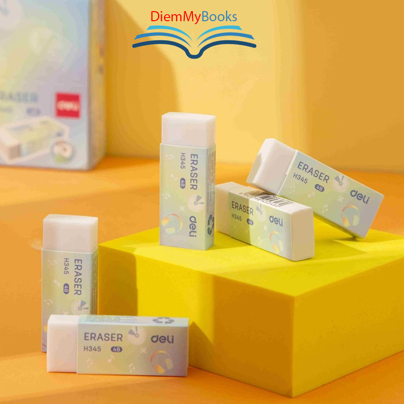 Gôm tẩy bút chì 2B Deli - Không bụi- Ít Vụn- Thân trắng - CH345 - 1 Chiếc