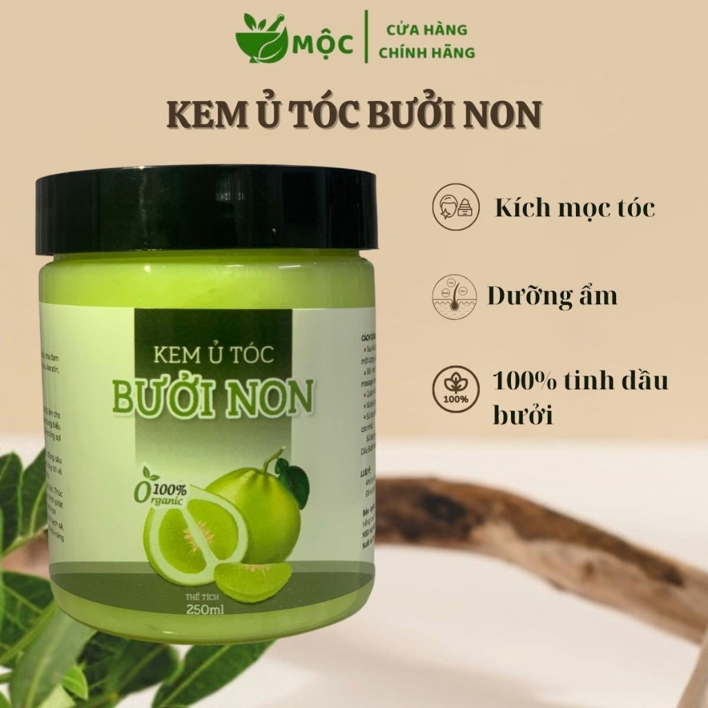 Kem ủ tóc bưởi non ngăn ngừa phục hồi tóc hư tổn, Ủ tóc bưởi thảo mộc kích thích mọc tóc, dưỡng tóc chắc khỏe mềm mượt