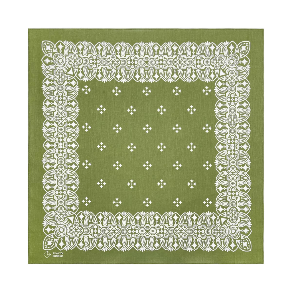 Khăn bandana xanh vintage - Khăn đội đầu 100% cotton