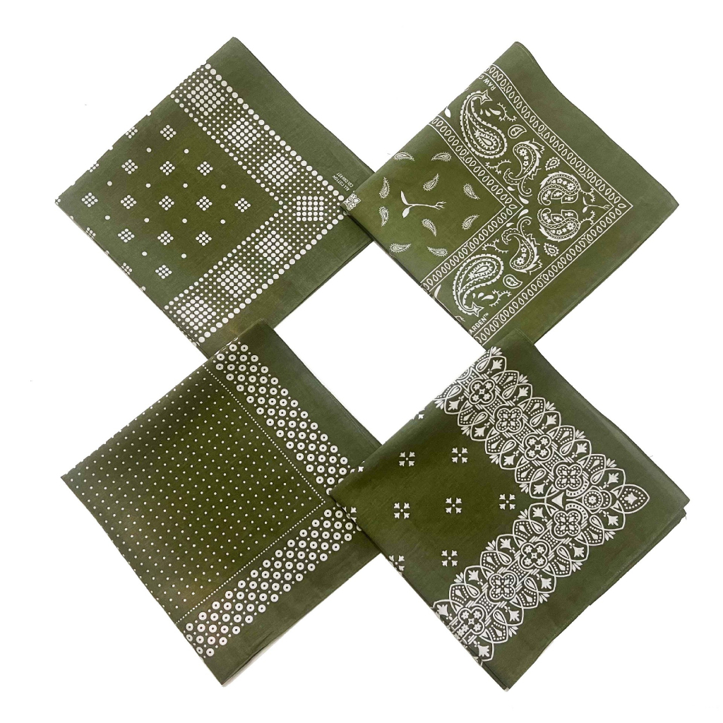 Khăn bandana xanh vintage - Khăn đội đầu 100% cotton