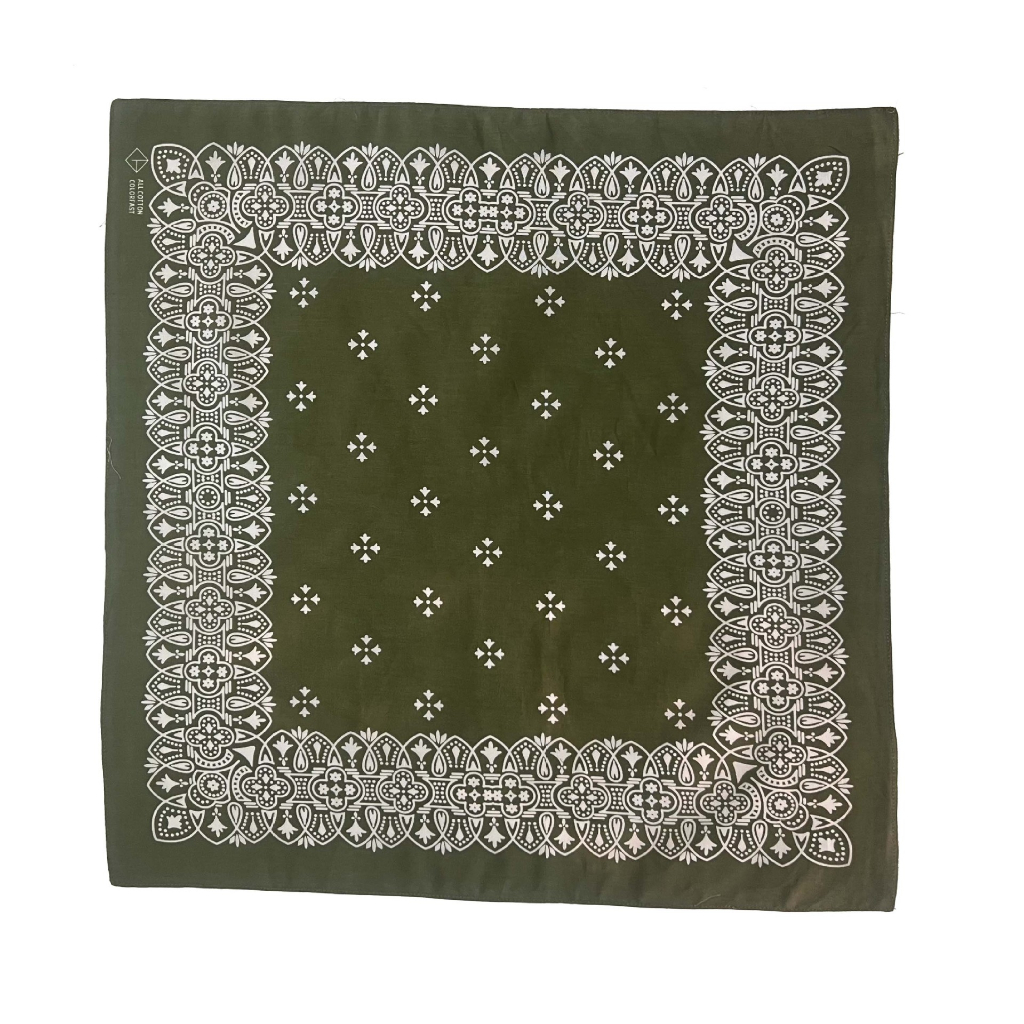 Khăn bandana xanh vintage - Khăn đội đầu 100% cotton