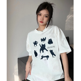 FOCUS fashion áo phông in chữ nữ bigsize trắng áo thun form rộng 100% cotton