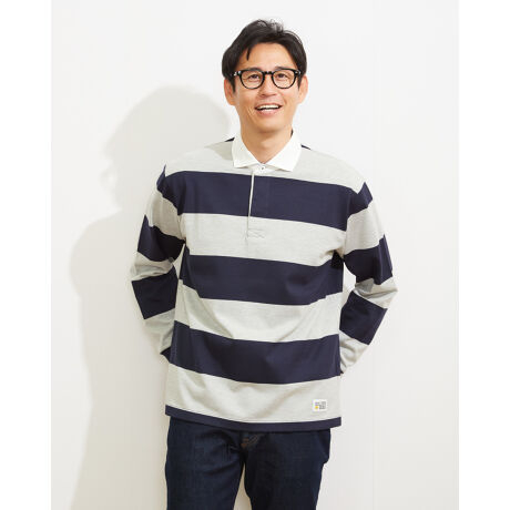 Áo polo sọc nam Golden Bear tay dài Lager Shirt