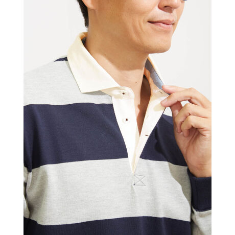 Áo polo sọc nam Golden Bear tay dài Lager Shirt