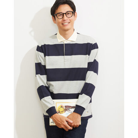 Áo polo sọc nam Golden Bear tay dài Lager Shirt