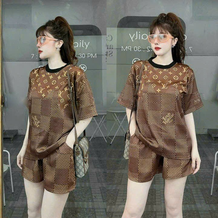 Bộ short thể thao phối 3D cao cấp logo LV siêu mát mịn - SANG XỊN { HÀNG XUẤT NHẬT-HÀN QUỐC}