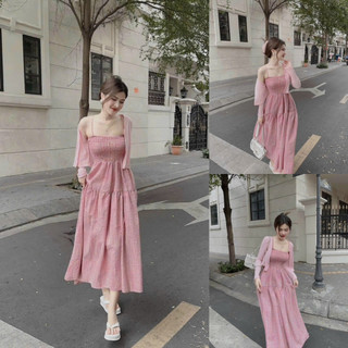 Đầm 2 Dây Chạy Mocking Đũi Caro Phối Khoác Borip Sam Closet Phù Hợp Để Tới Công Sở, Đi Làm Hoặc Đi Chơi.