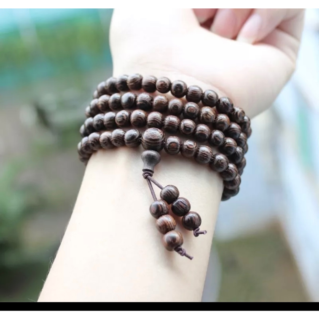 Vòng Tay HẠT LỚN Gỗ Mun Đuôi Công Chuỗi Tràng Hạt 108  Nam Nữ - Bình An - Tài Lộc-May Mắn được thầy trì chú
