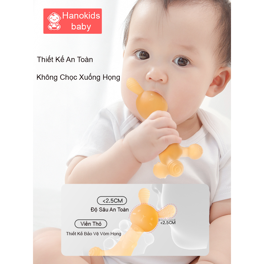 Gặm Nướu Cho Bé Sơ Sinh Silicon Cao Cấp Hình Thỏ Cầm Tay – Hanokids Baby