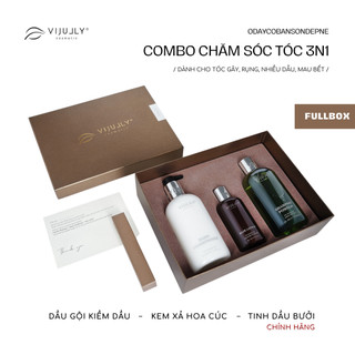 Combo chăm sóc tóc 3N1 Vijully gồm Dầu gội kiềm dầu, Kem xả và Tinh dầu bưởi dưỡng tóc
