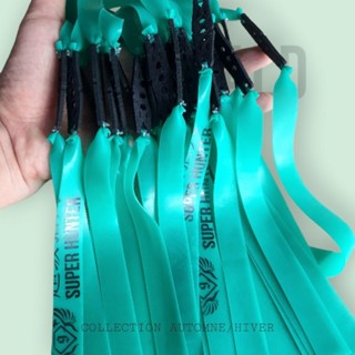 dây thun super hunter dày 0.7mm xanh ngọc dài 180mm da cột sẵn 3 lỗ