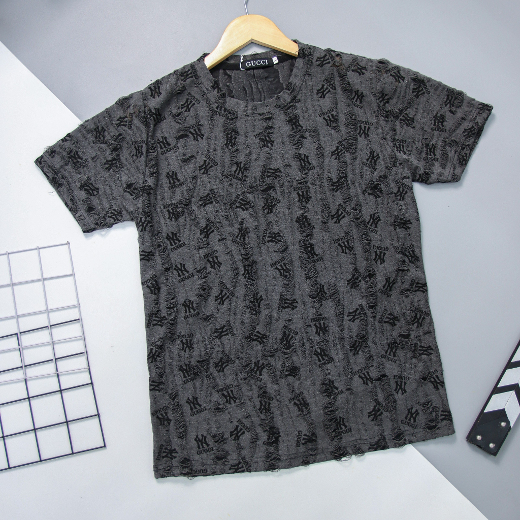 Áo phông  Nam Cổ Tròn vải nhung rách tưaCực Chất | Hàng Như Hình Bao Đẹp