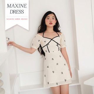 BLEUBIRD Váy thô thêu nơ dáng A cổ yếm Maxine Dress