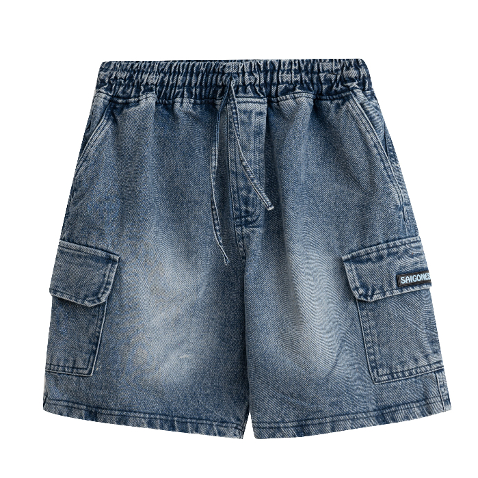 [Mã FATREND2810 giảm đến 30k tối đa 99k] Quần Short Cargo Denim SAIGONESE Quần Đùi Túi Hộp Nam Nữ / Xanh