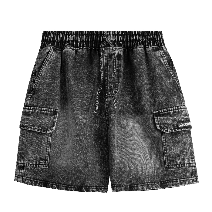 [Mã FATREND2810 giảm đến 30k tối đa 99k] Quần Short Cargo Denim SAIGONESE Quần Đùi Túi Hộp Nam Nữ / Xanh