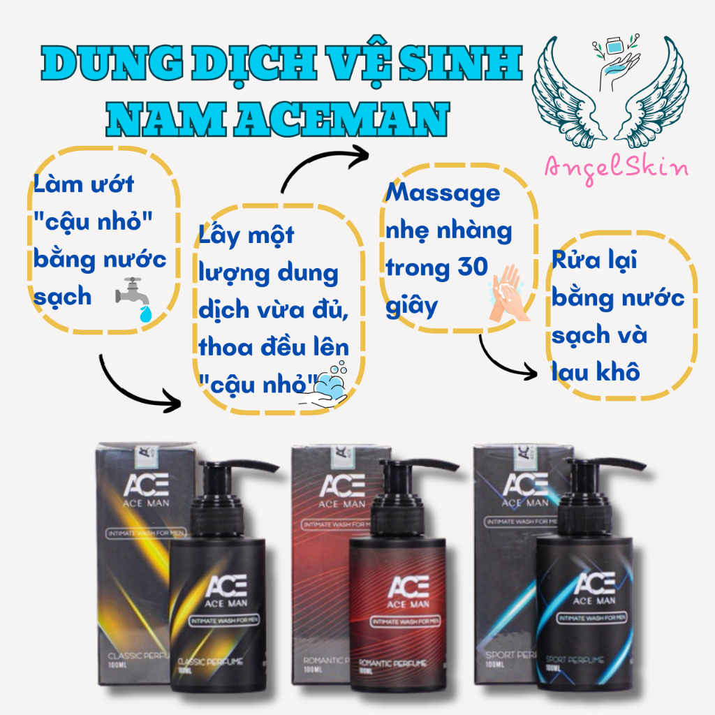Dung dịch vệ sinh nam ACEMAN SPORT Hương Nước Hoa, Làm Sạch Nhẹ Nhàng, Khử Mùi, Ngăn Ngừa Nấm Ngứa Lọ 100ml