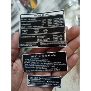 Bộ tem thông số Sh 150 việt nam