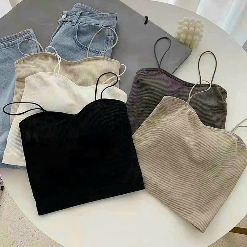 Bra len tăm dáng dài 2 dây đi biển , co dãn chất dầy dặn 4 màu kèm mút  đen / trắng / bee đậm/ bee nhạt Trangshop17