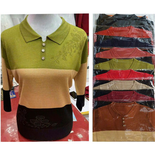 Áo Kiểu Nữ Tay lỡ Sọc Ngang Hàng Trung niên Cao Cấp Free size 50-75kg
