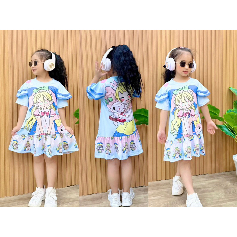 Váy đầm bé gái thun lạnh size 23-42kg hình siêu xinh