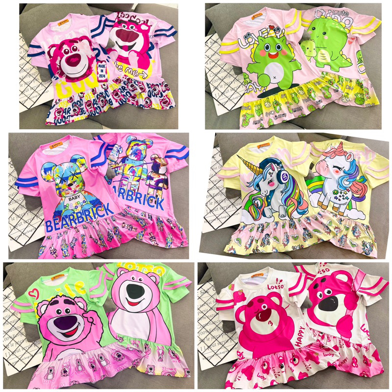 Váy đầm bé gái thun lạnh size 23-42kg hình siêu xinh