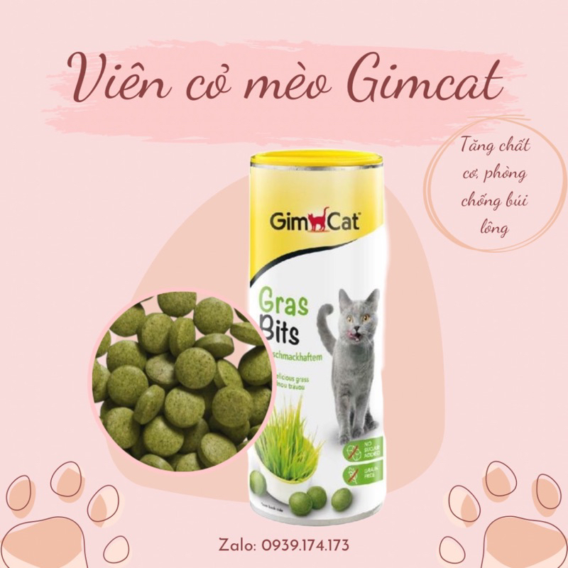 VIÊN CỎ MÈO GIMCAT, BỔ SUNG CHẤT XƠ, PHÒNG CHỐNG TIÊU BÚI LÔNG Ở MÈO