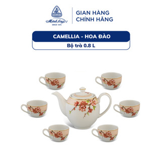 Bộ Ấm Trà Sứ Minh Long 0.8 L - Camellia - Hoa Đào